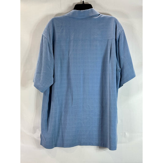 TOMMY BAHAMA Men's Blue Check Silk Button-Up Short Sleeve Shirt SZ L