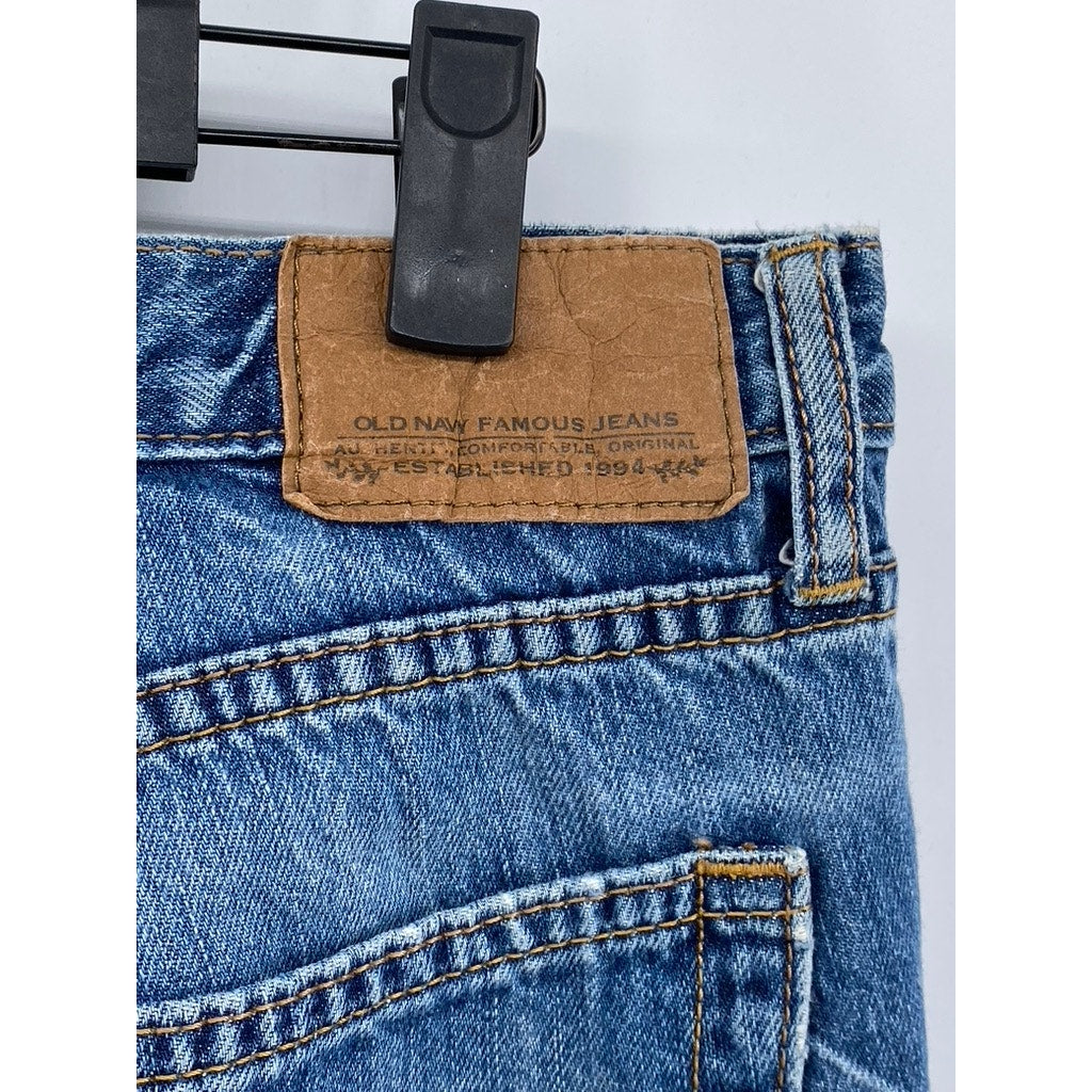 OLD NAVY Men's Light Blue Wash Distressed Slim-Fit Five Pocket Jeans SZ 33X32