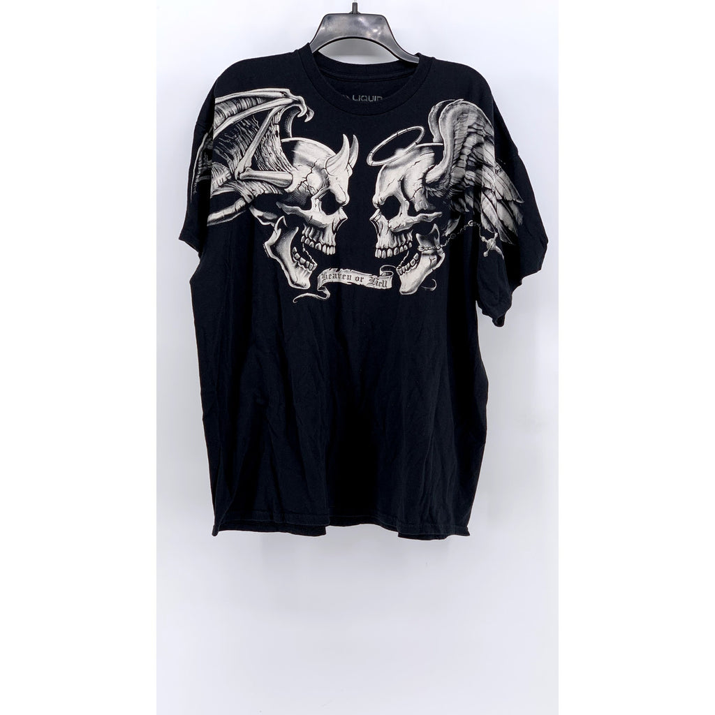 LIQUID BLUE Men's Black Grunge Graphic Crewneck Short Sleeve T-Shirt SZ 2XL
