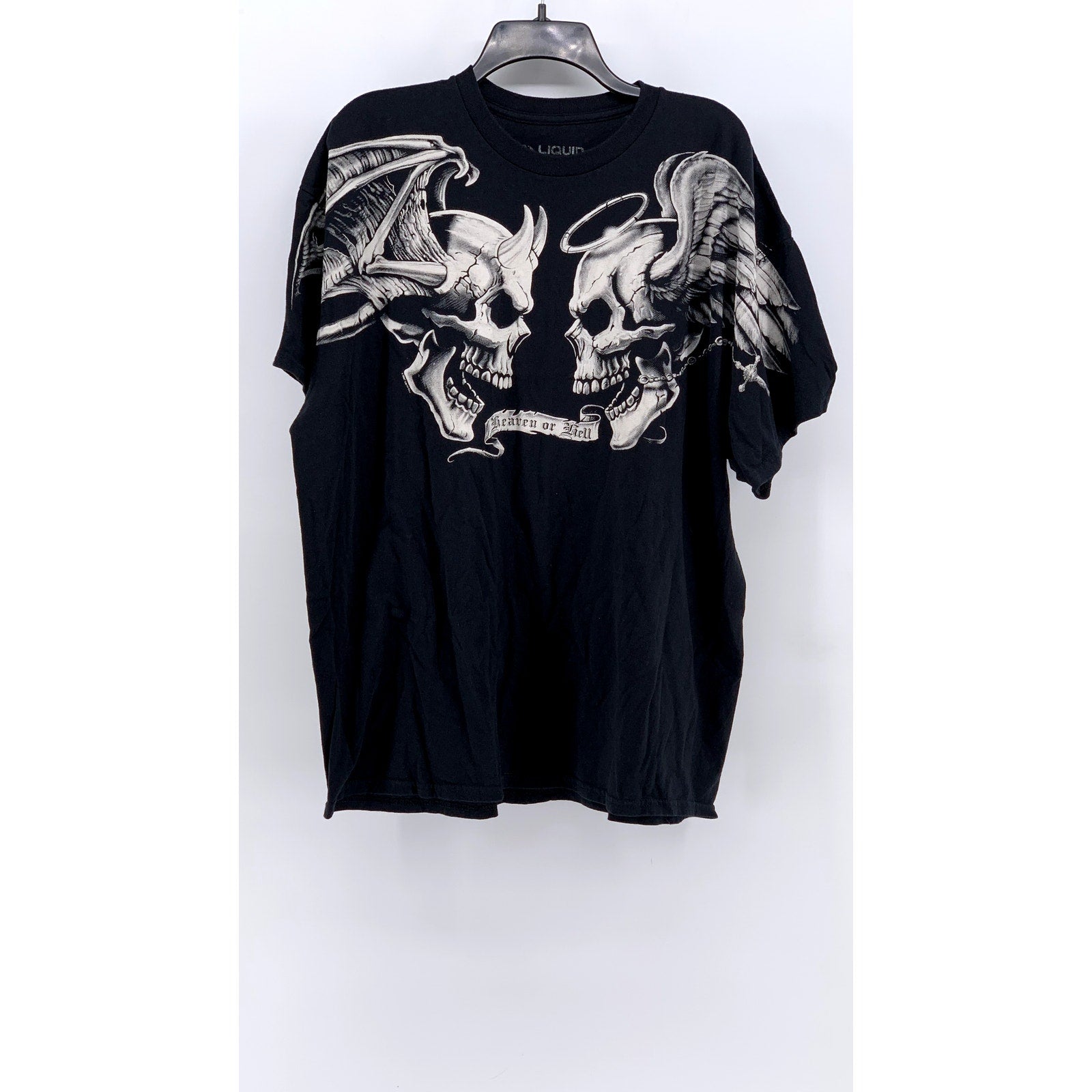 LIQUID BLUE Men's Black Grunge Graphic Crewneck Short Sleeve T-Shirt SZ 2XL