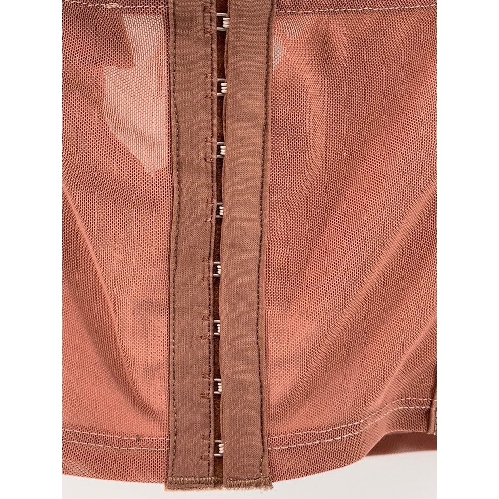 OH POLLY Women's Rust Pink Mesh Corset Crop Top SZ 10