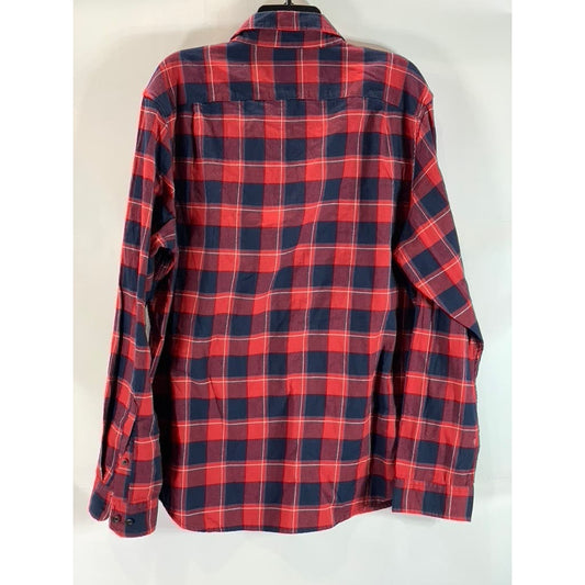 GOODFELLOW & CO Men's Blue/Red Plaid Standard Fit Button-Up Shirt SZ XL