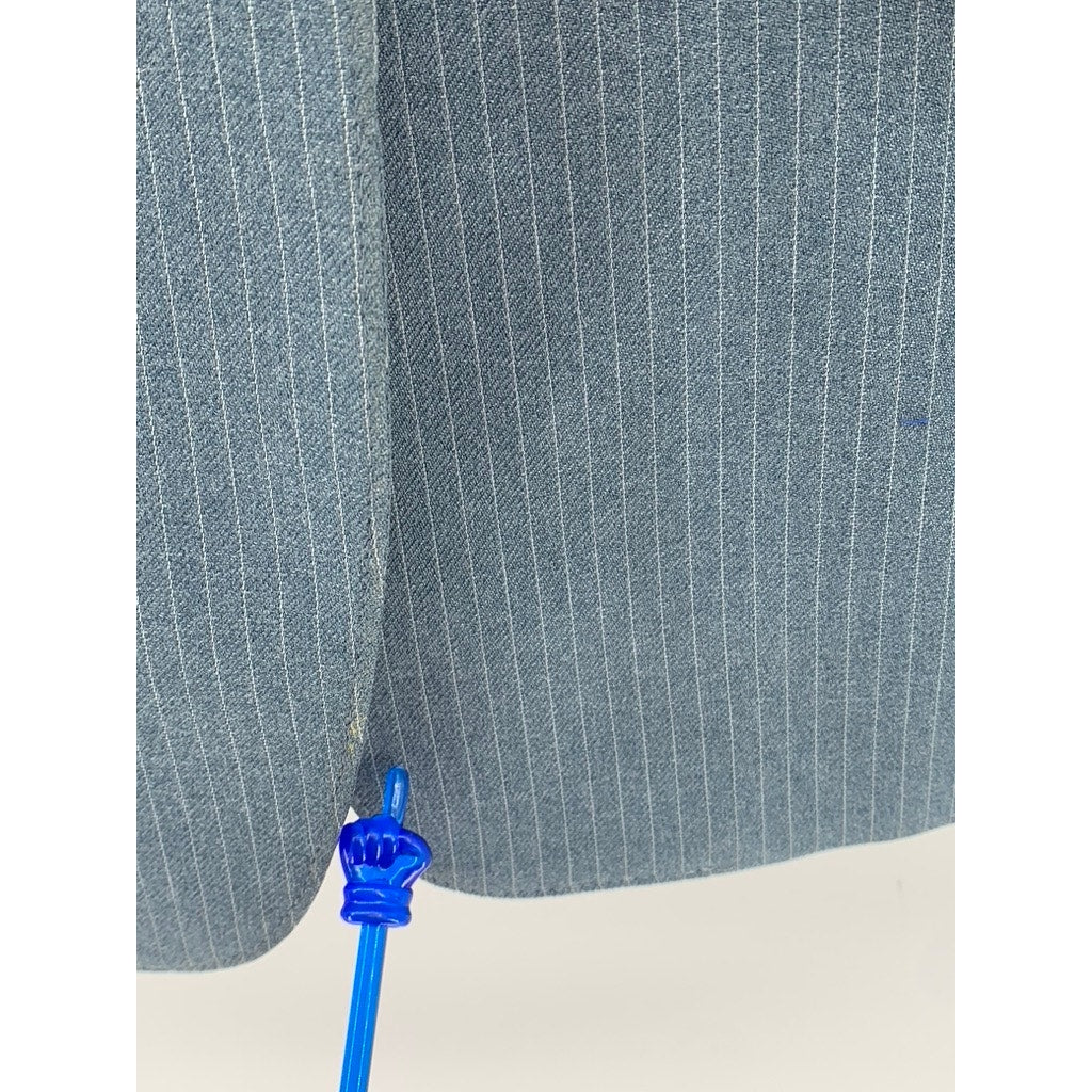AQUA-SURE Men's Blue Pinstripe Two-Button Regular Fit Blazer SZ L