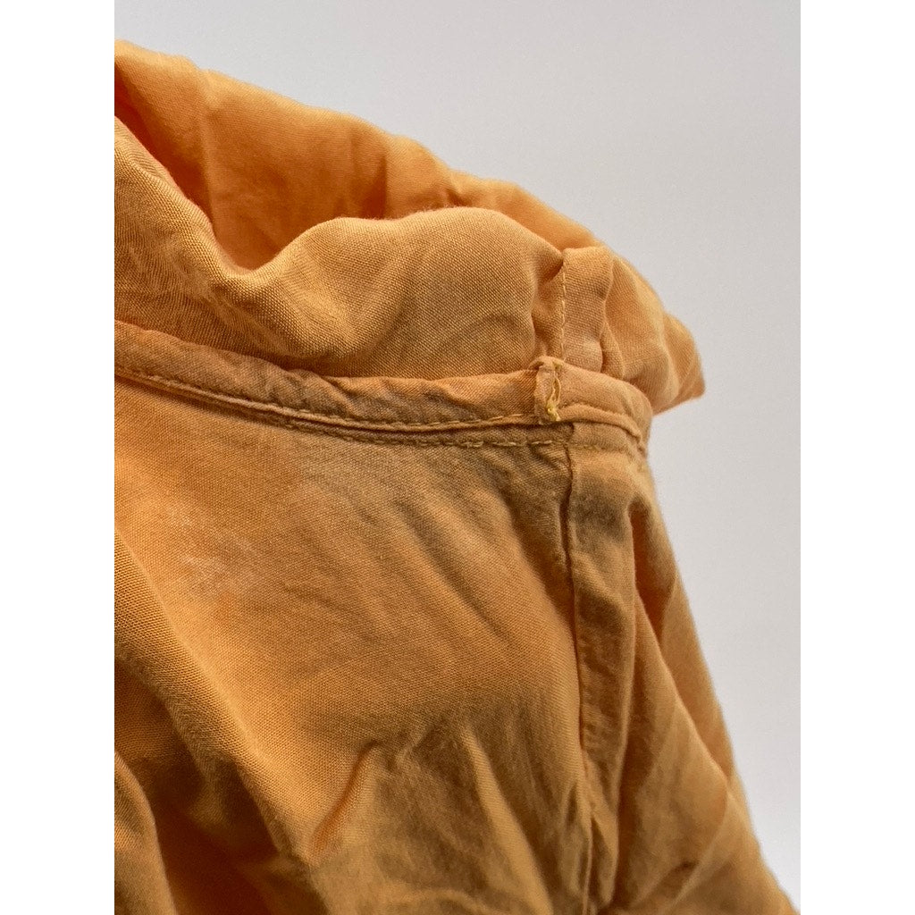 CAPULET Women’s Orange Pansy Asymmetrical Hem Wrap Long Sleeve Dress SZ S