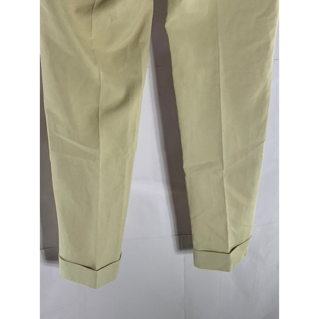 UNBRANDED Men's Tan Slim-Leg Adjustable Waist Cuffed-Hem Pants SZ 32