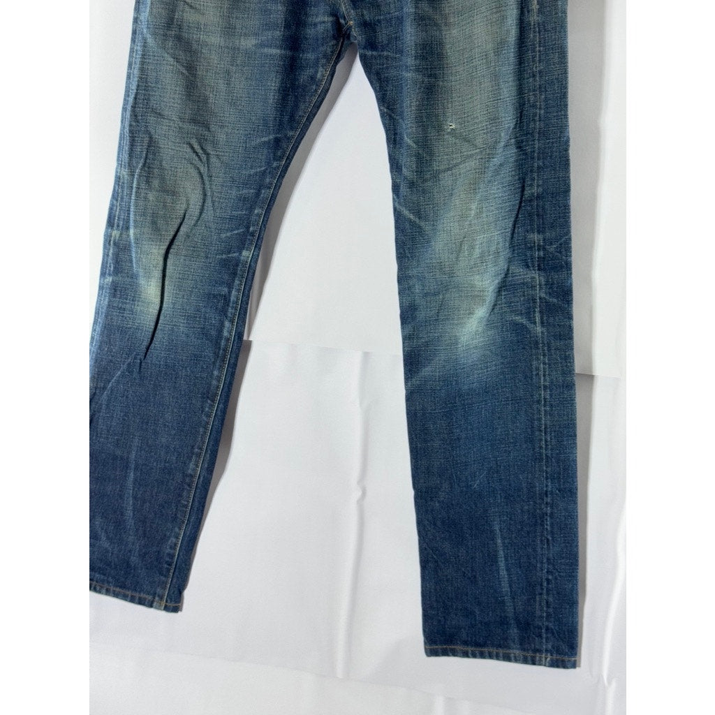 TODD SNYDER Men's Blue White Oak Cone Denim Slim-Fit Selvedge Jeans SZ 28X32