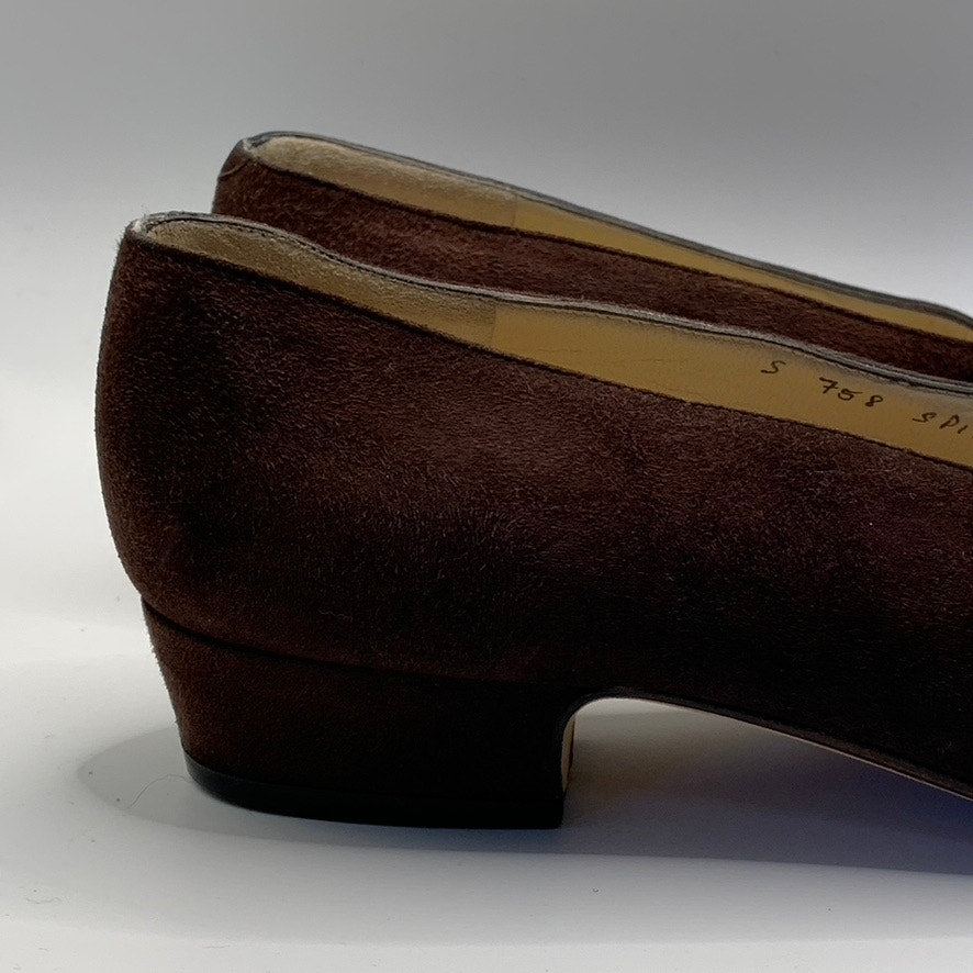 SILVIA FIORENTINA Women's Brown Suede Spiga Round-Toe Block-Heel Pumps SZ 7