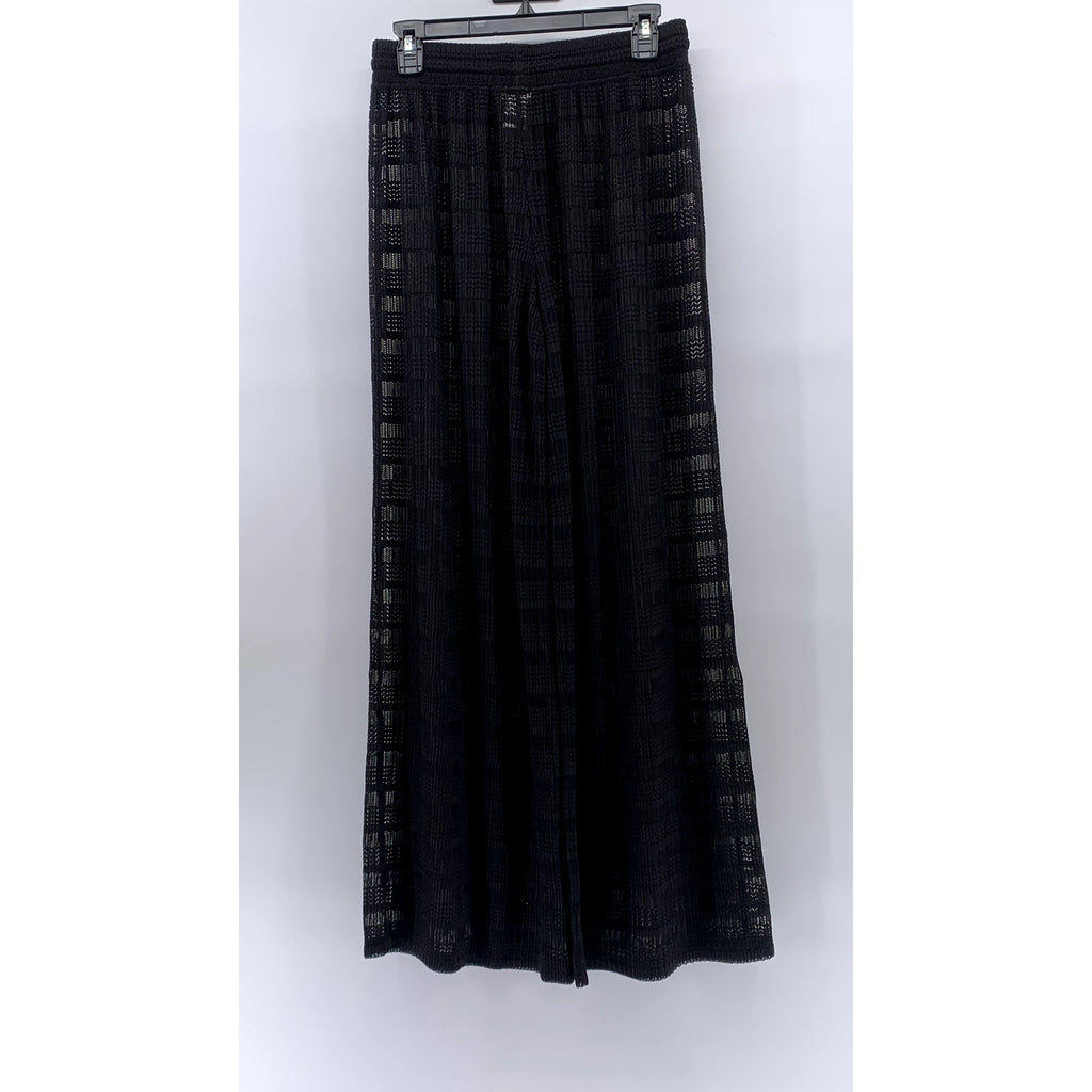 JORDAN TAYLOR Women's Black Textured Arrow Chevron Sheer Side-Slit Pant SZ M