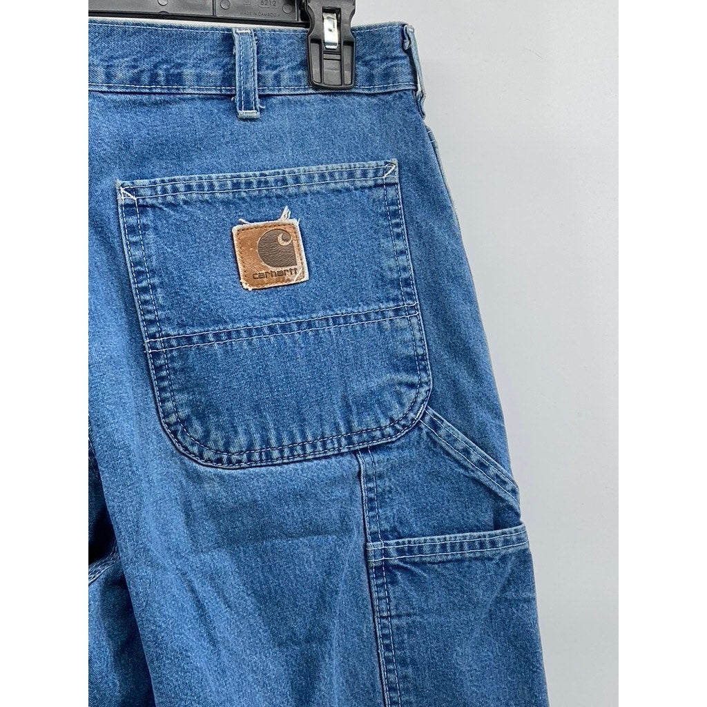 CARHARTT Men's Vintage Medium Wash Blue Denim Loose-Fit Carpenter Jeans SZ 32X30