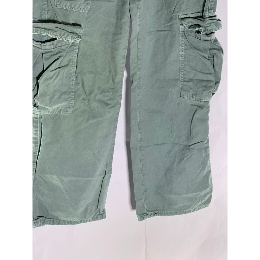 ZARA Women's Light Teal Regular-Fit Straight-Leg Cargo Pant SZ 4