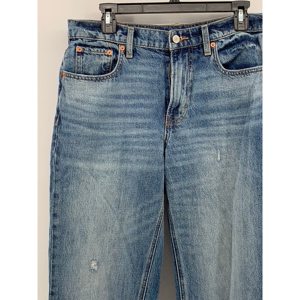 LUCKY BRAND Women's Medium Blue Distressed Slim-Leg Regular-Fit Jeans SZ 6/28