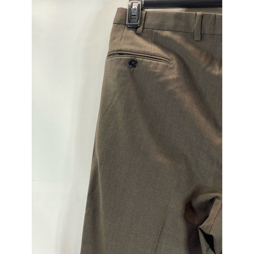 ERMENEGILDO ZEGNA Men's Brown Pleated Front Wool Suit Pants SZ 36