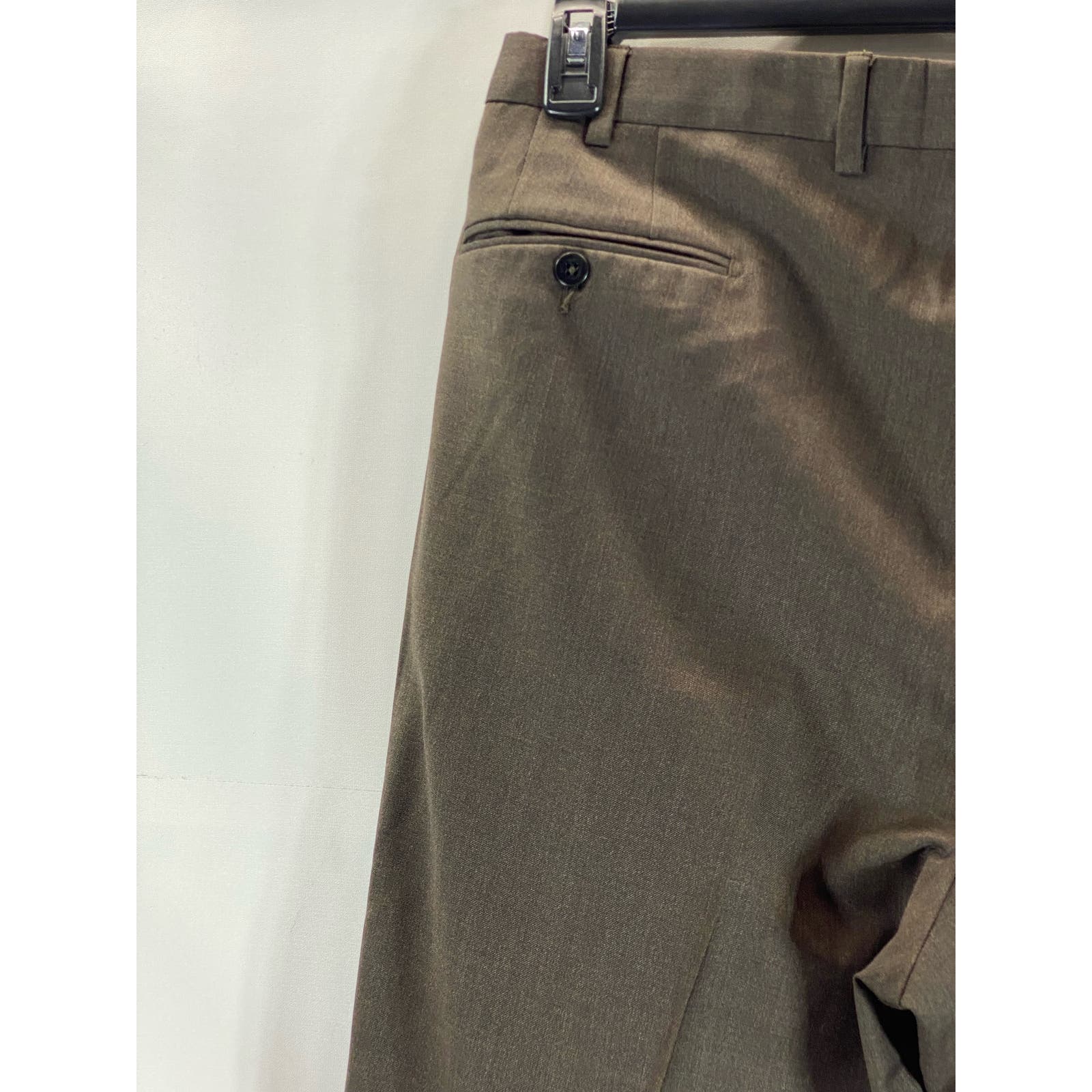 ERMENEGILDO ZEGNA Men's Brown Pleated Front Wool Suit Pants SZ 36