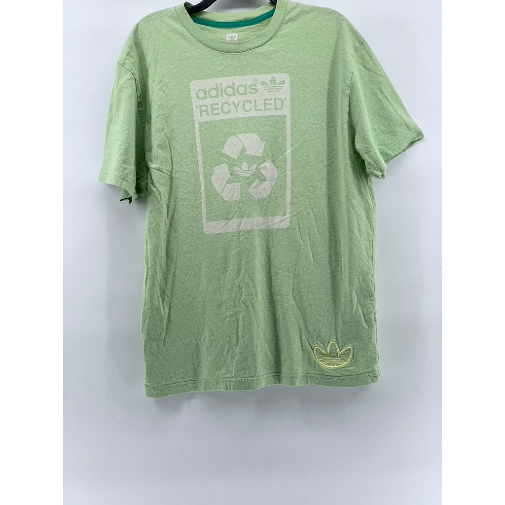 ADIDAS Men’s Lime Green Vintage Crewneck Graphic Recycled Logo T-Shirt SZ XL
