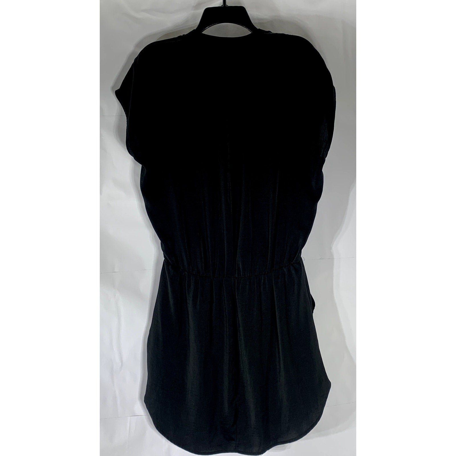 BANANA REPUBLIC Women's Black Short Sleeve Elastic Waist Split-Neck Dress SZ 6