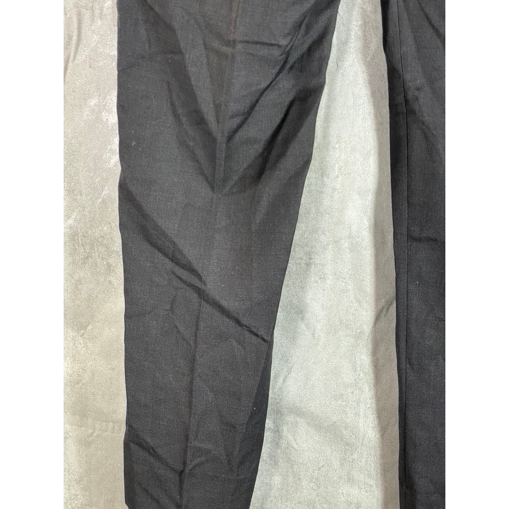 UNBRANDED Men's Black Luxe Flat Front Wool & Cashmere Blend Slim Trousers SZ 34R