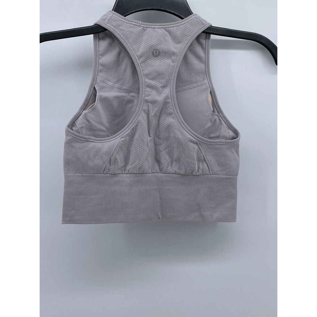 LULULEMON Women's Light Gray Crewneck Racerback Pullover Padded Sports Bra SZ XS