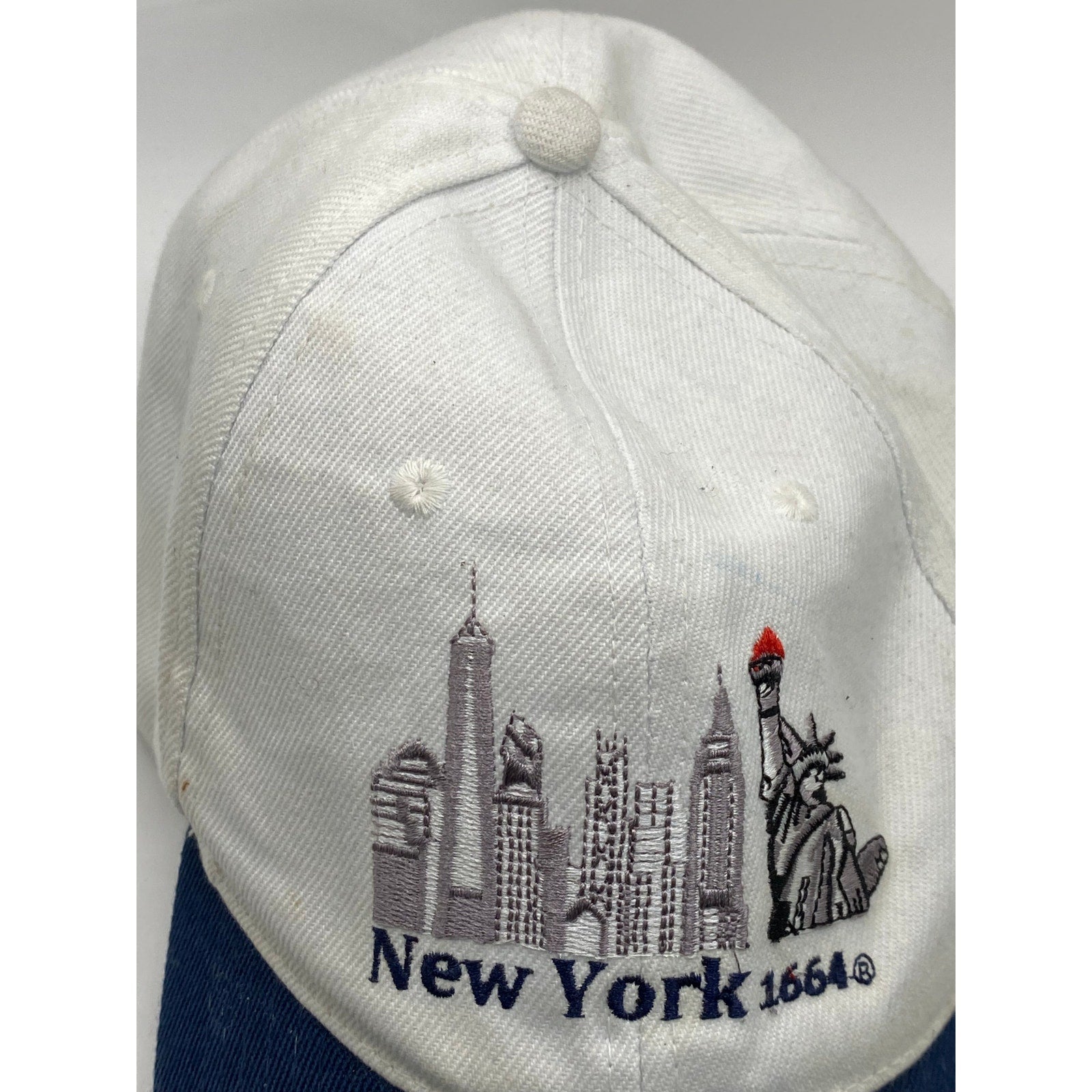 NEW YORK 1664 Unisex Adult White-Navy Embroidered NY City Baseball Cap SZ OS