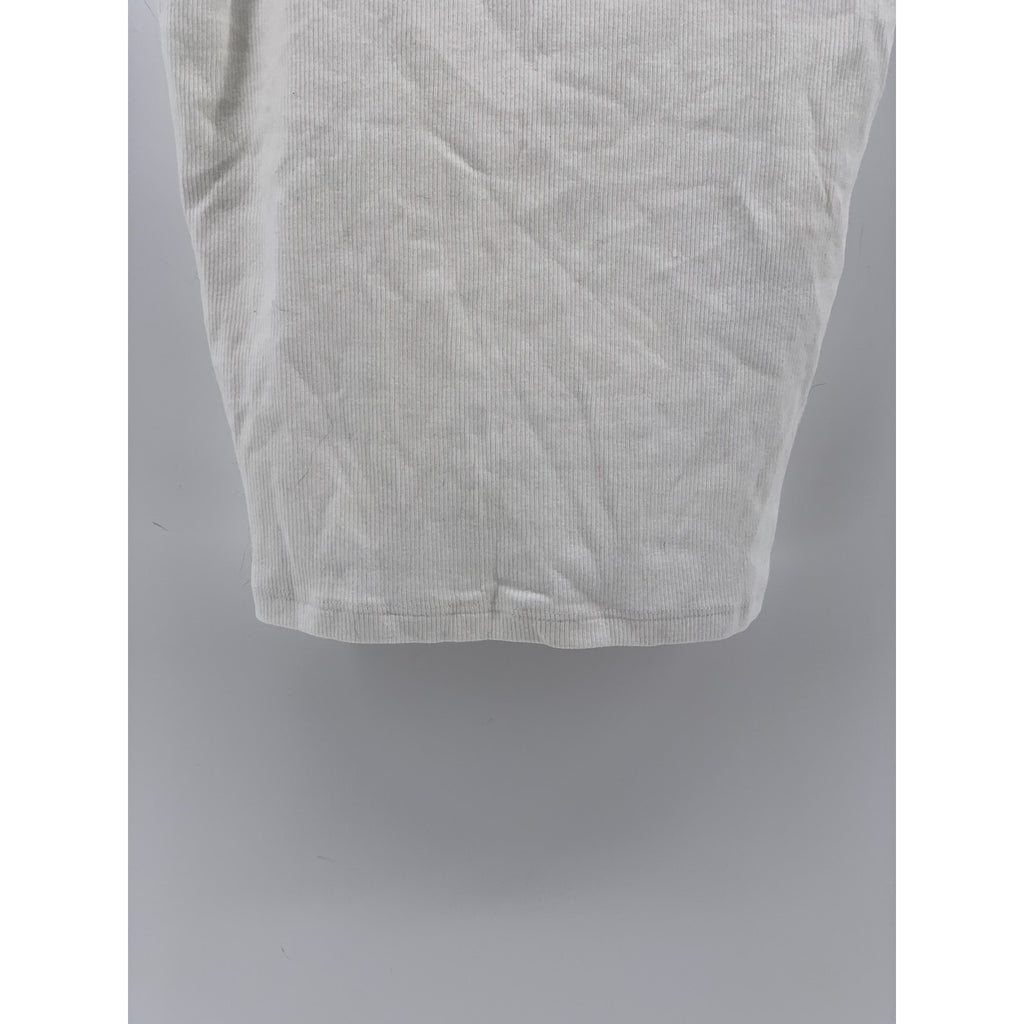 ABERCROMBIE & FITCH Women's White-Black Scoop-Neck Ribbed Essential Tank Top SZS