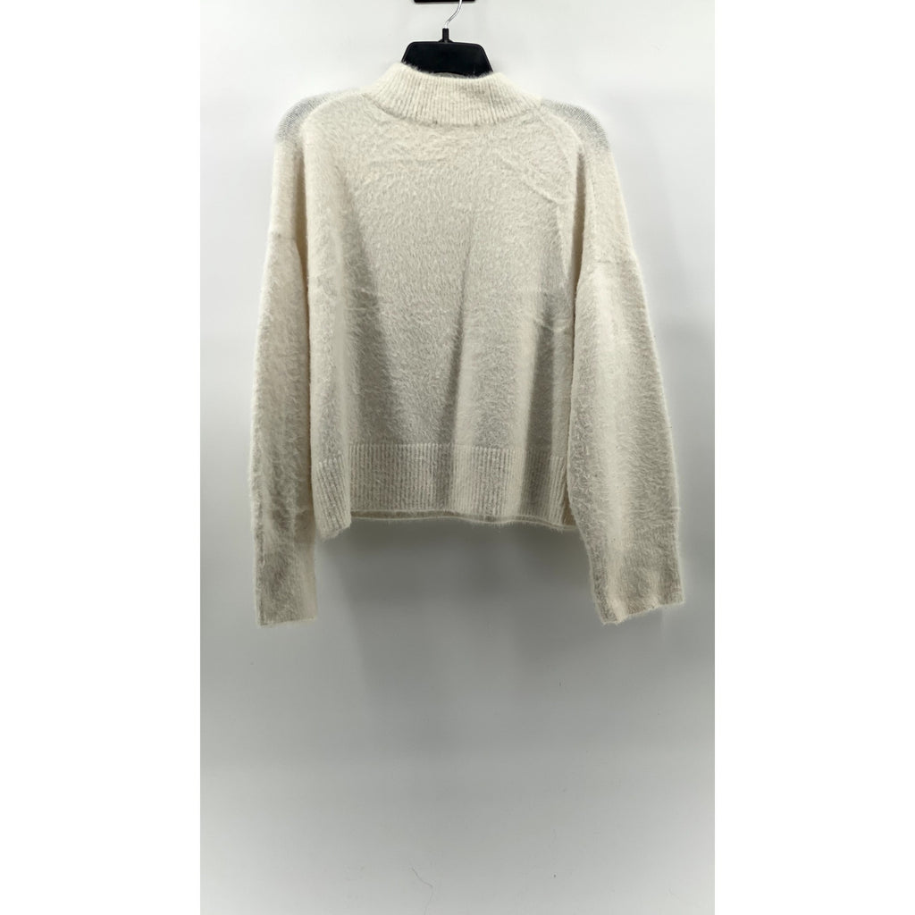 H&M Women's Cream Soft Knit Mock-Neck Long Sleeve Pullover Sweater SZ M