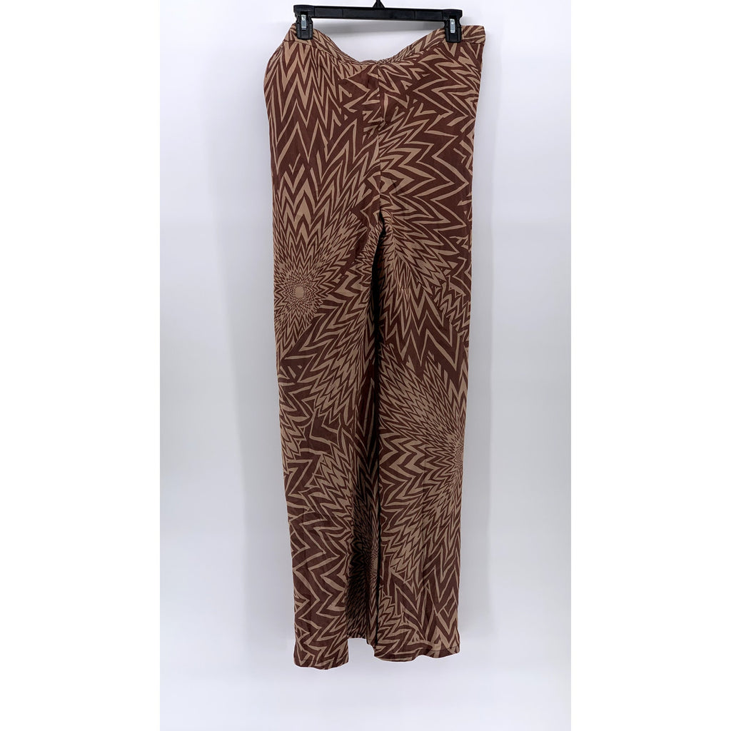 ATTIC & BARN Women's Brown Seta Silk Printed Casual Pocketless Pant SZ 42(US6)