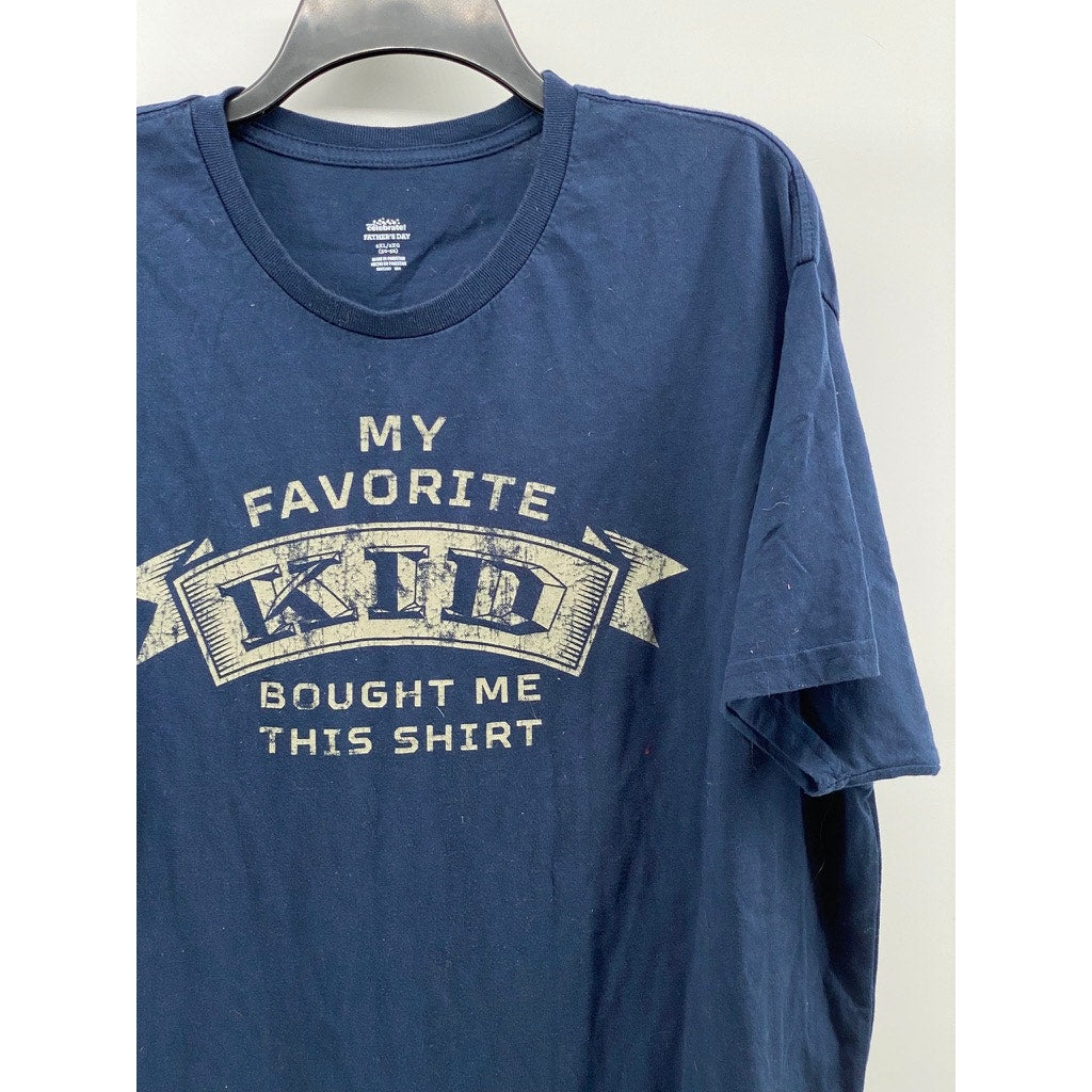 WAY TO CELEBRATE Men's Dark Blue Custom Crewneck Father's Day T-Shirt SZ 2XL