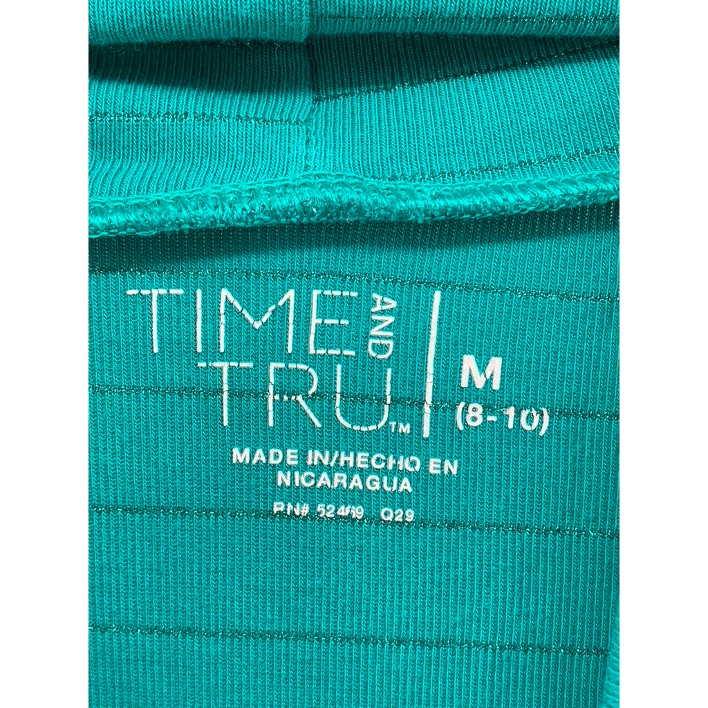 TIME AND TRU Women's Green Striped long Sleeve Turtleneck Top SZ M