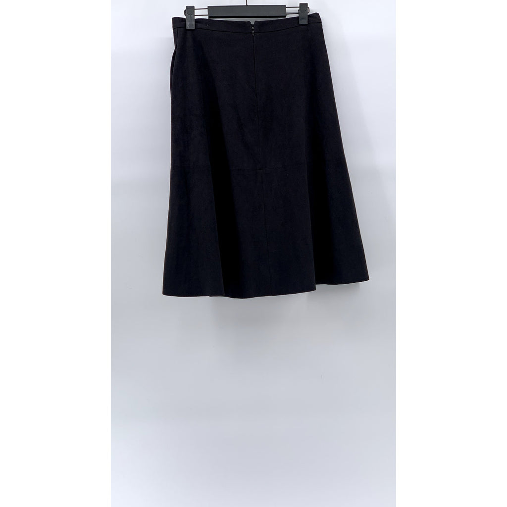 VINCE CAMUTO Women's Black Faux-Suede A-Line Flare Knee Length Skirt SZ 0