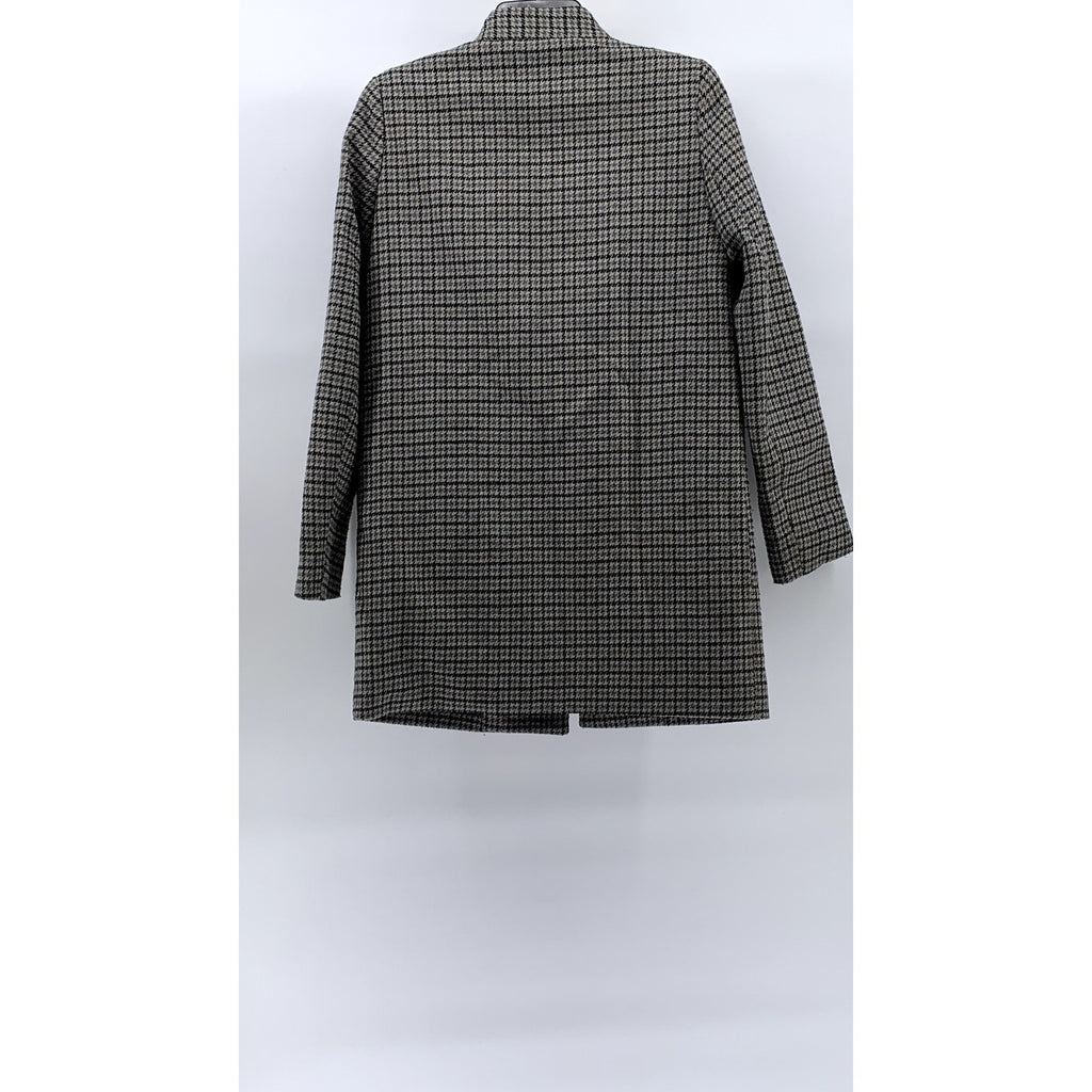 O.P.D.V PARIS Women's Black-Gray Houndstooth Single-Button Peak Lapel Coat SZ S