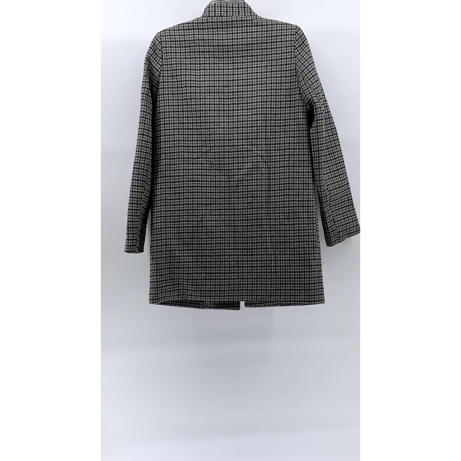 O.P.D.V PARIS Women's Black-Gray Houndstooth Single-Button Peak Lapel Coat SZ S