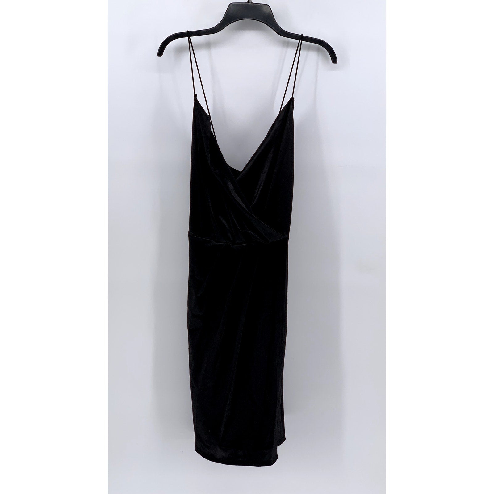 FASHION NOVA Women's Black Satin Faux-Wrap Mini Dress SZ 1XL