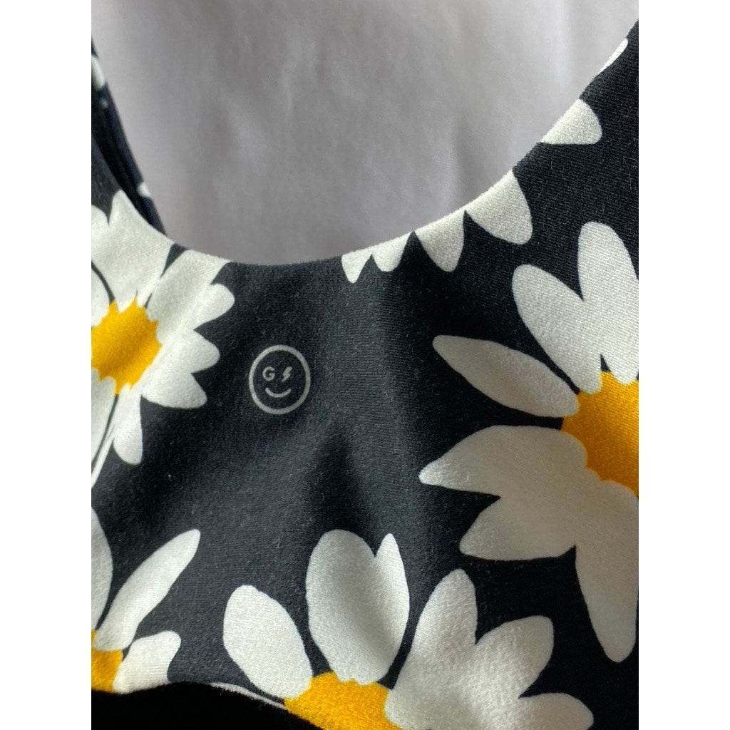 GILLY HICKS Women's Black Find Your Happy Place Daisy-Print V-Neck Bra SZ M