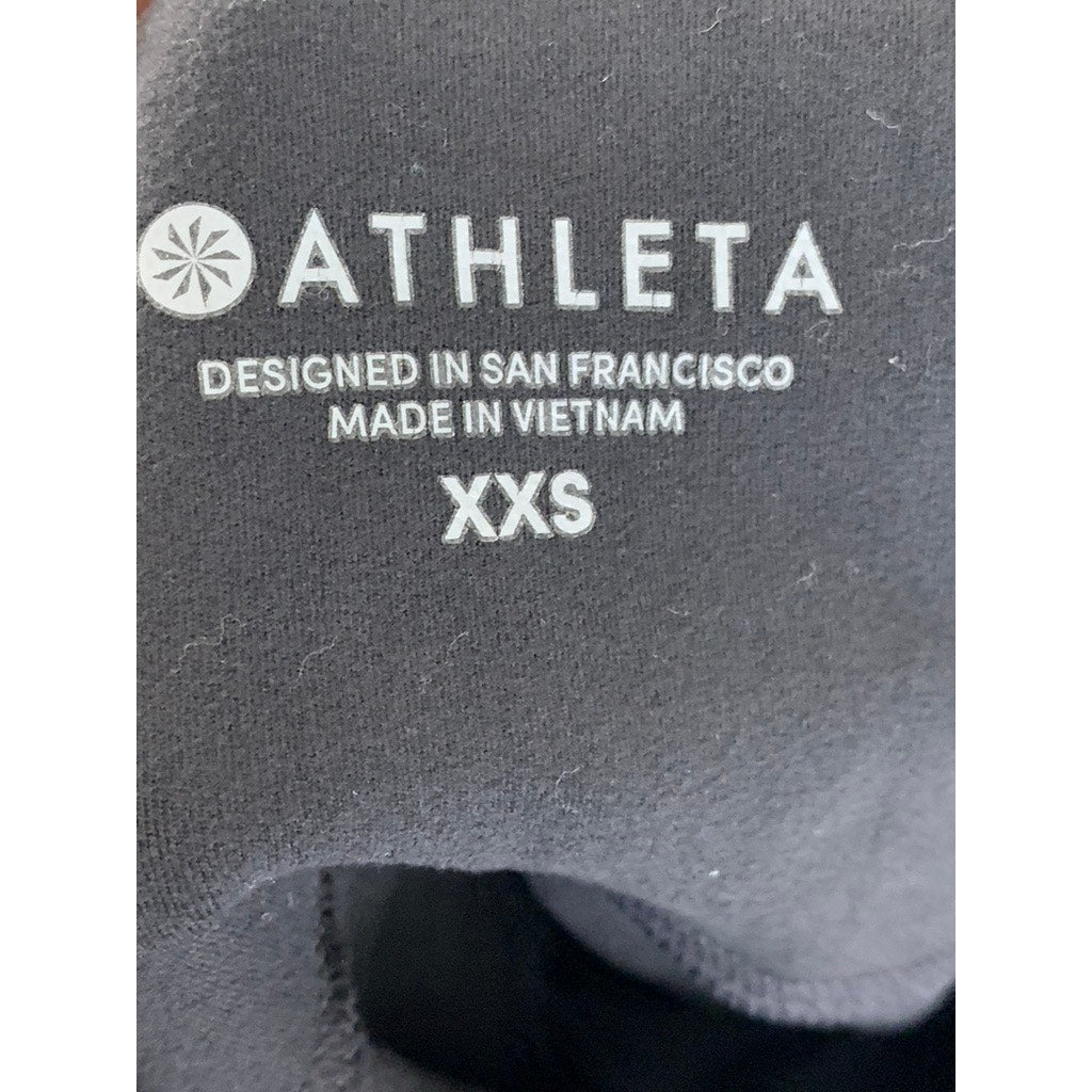 ATHLETA Women's Black/Cream Colorblock Salutation Pull-On Leggings SZ 2XS