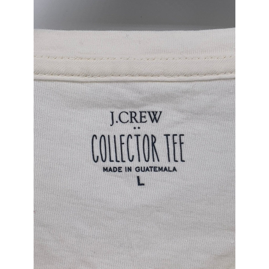 J.CREW Women's Off-White Fall Dog Graphic Long Sleeve Collector Tee SZ L
