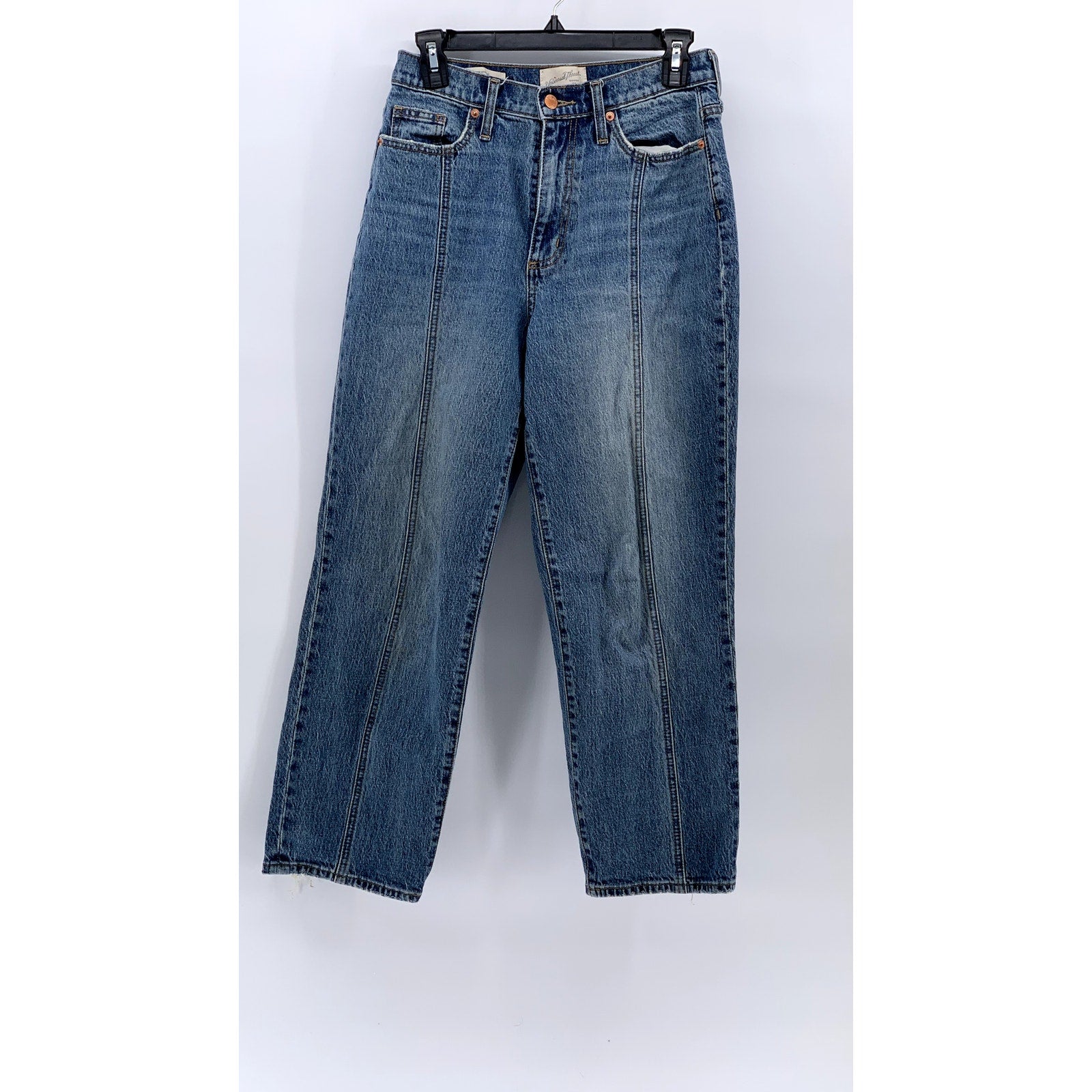 UNIVERSAL THREAD Women's Vintage Blue Denim Distressed Straight-Leg Jean SZ 4/27