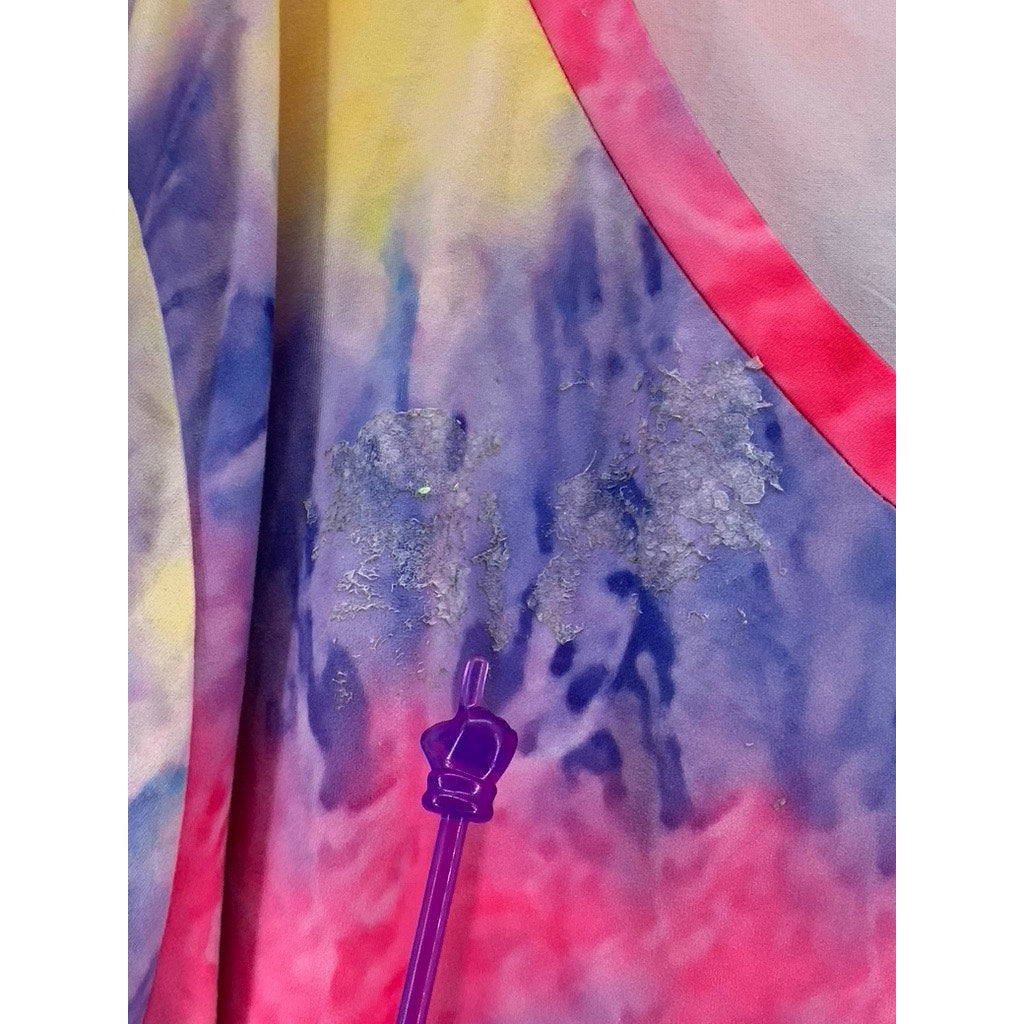 UNBRANDED Women's Plus Pink-Multi Tie-Dye Long Sleeve V-Neck Top SZ 26W