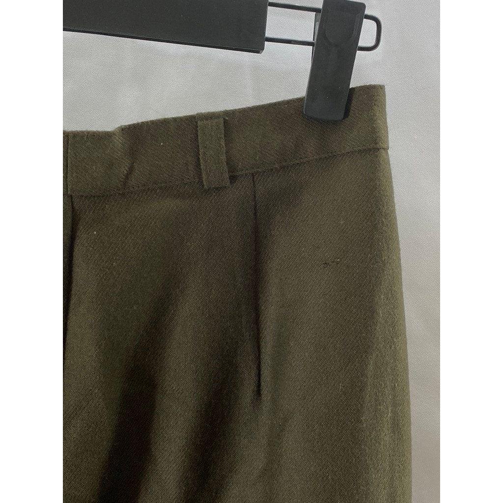 GIORGIO SANT'ANGELO Petite Women's Vintage Olive Green Pleated Wool Pant SZ 8