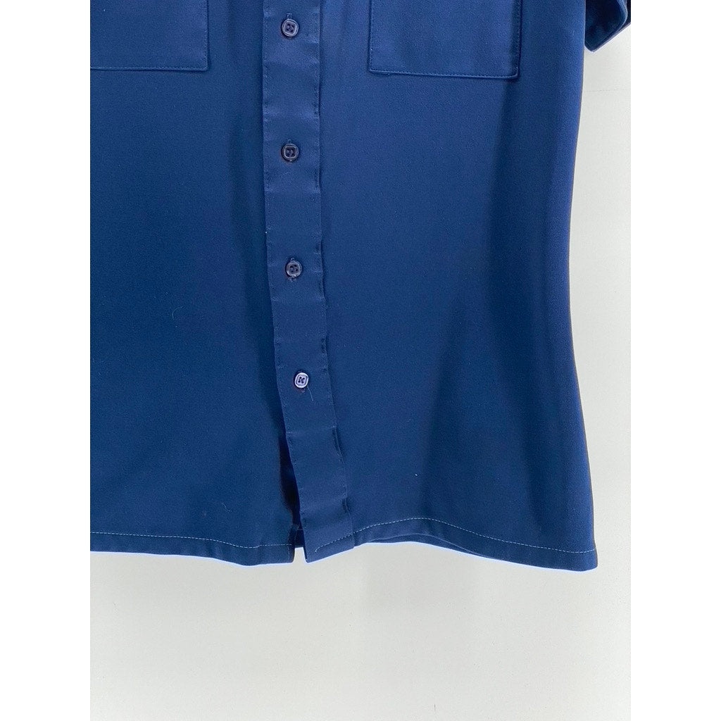 JCPENNY Men's Vintage Navy Button-Up Short Sleeve Shirt SZ M