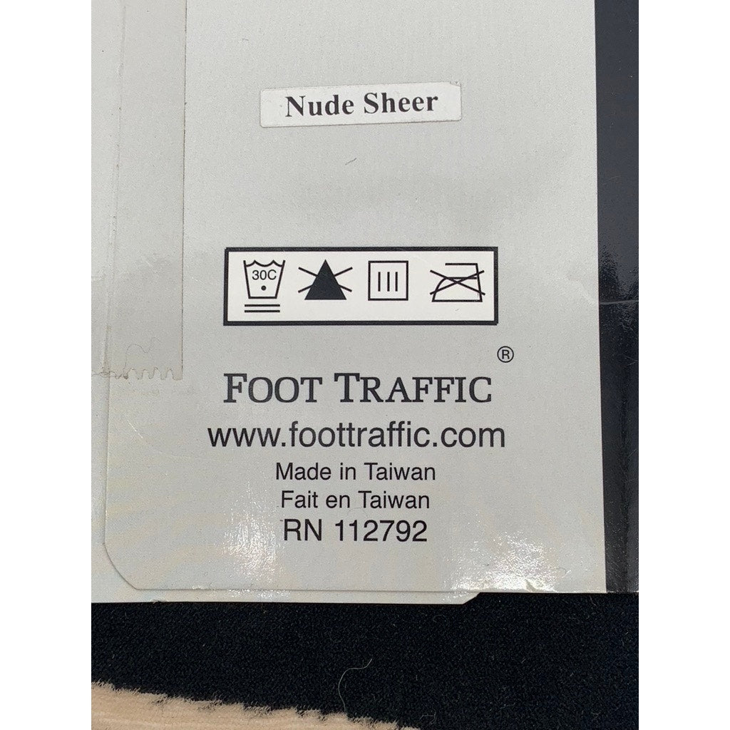 FOOT TRAFFIC Women’s Nude Sheer Striped Pull-On Footed Tights SZ OS