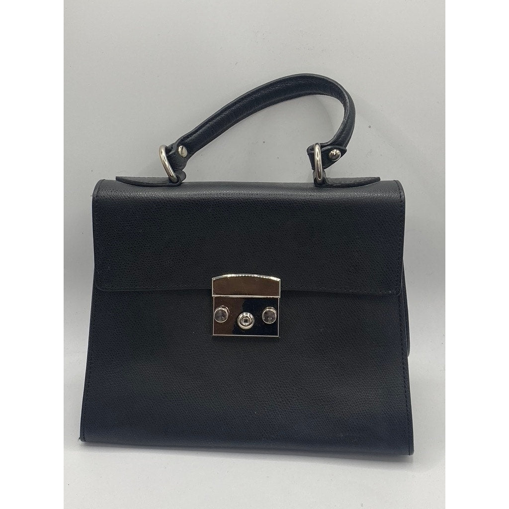 AQUA Women’s Black Square Leather Top Handle Bag SZ OS