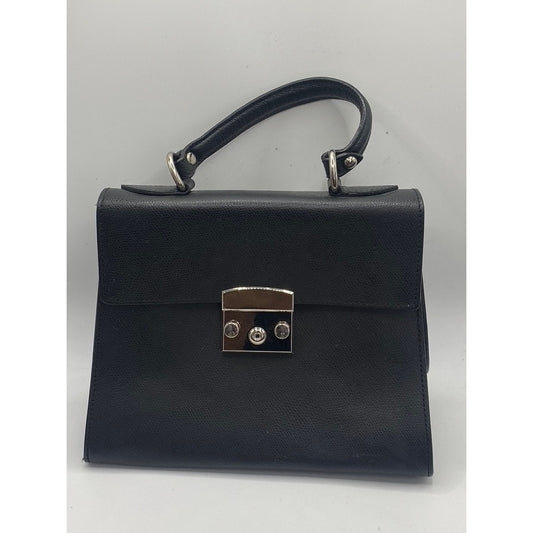 AQUA Women’s Black Square Leather Top Handle Bag SZ OS
