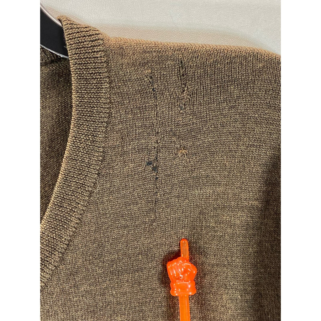 ITALIAN MERINO BY J. CREW Men's Brown V-Neck Pullover Sweater SZ M