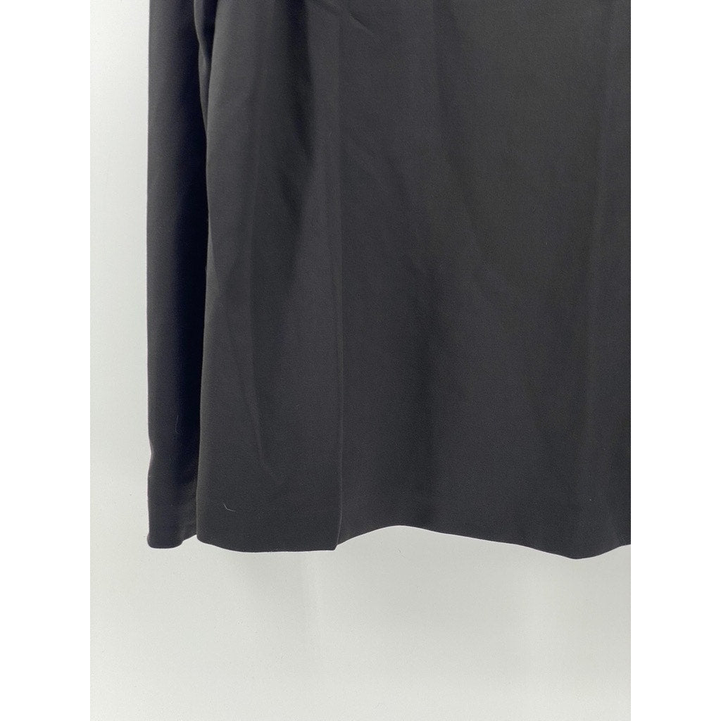 COS Women's Black Boatneck Ruffle-Shoulder Long Sleeve Blouse SZ M