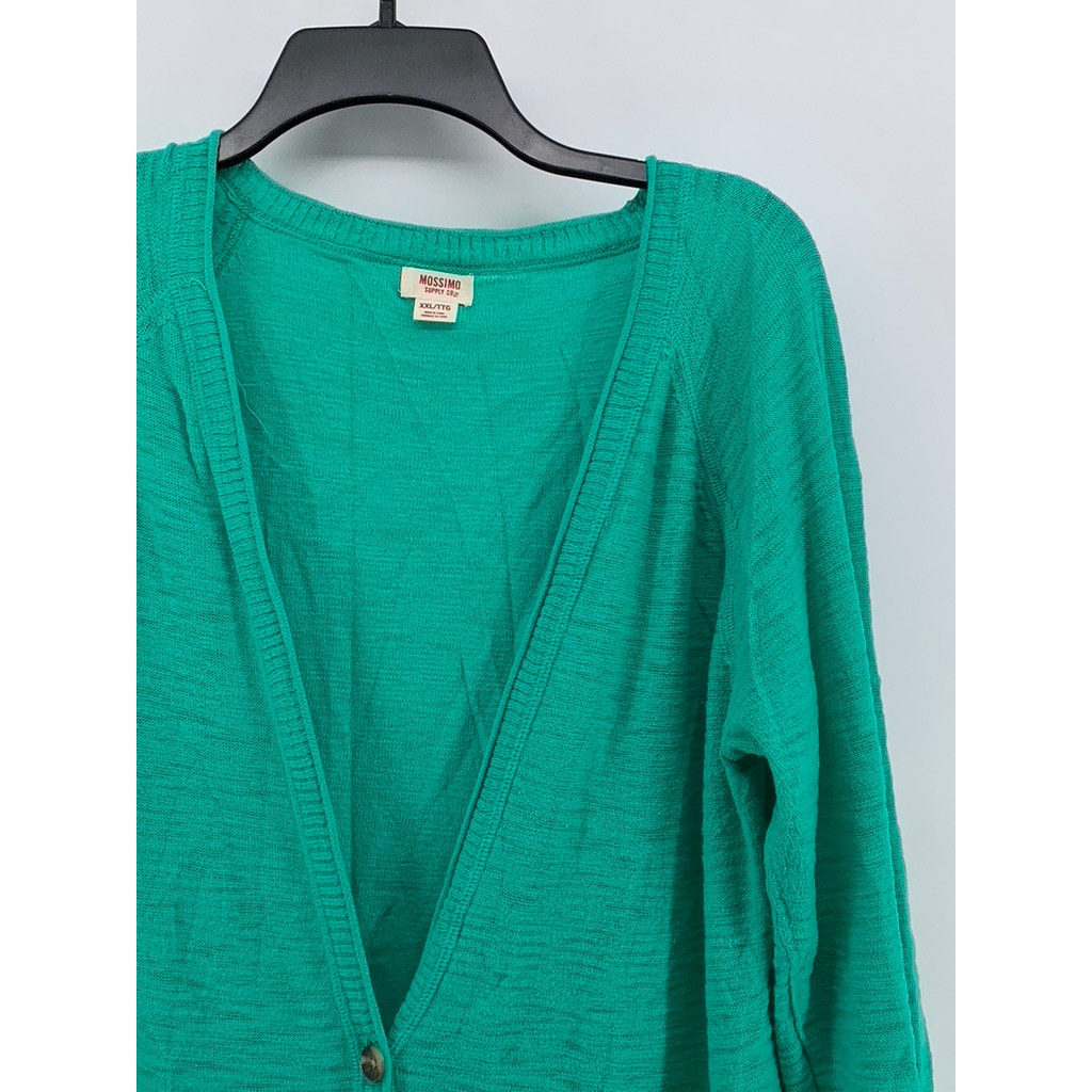 MOSSIMO SUPPLY CO Women's Green V-Neck Button-Up Cardigan SZ 2XL