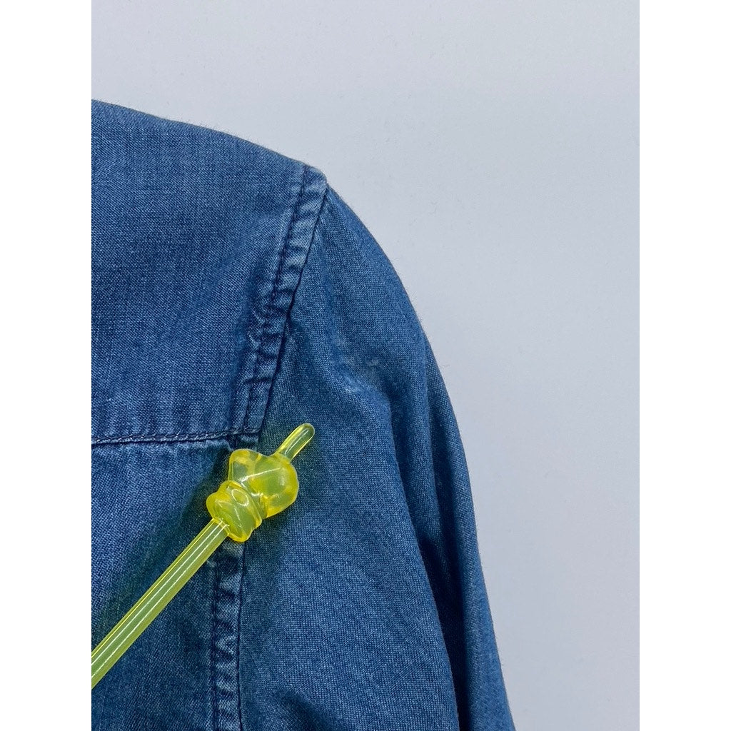 UNIQLO Women's Blue Denim Button-Up Long Sleeve Fitted Top SZ XS