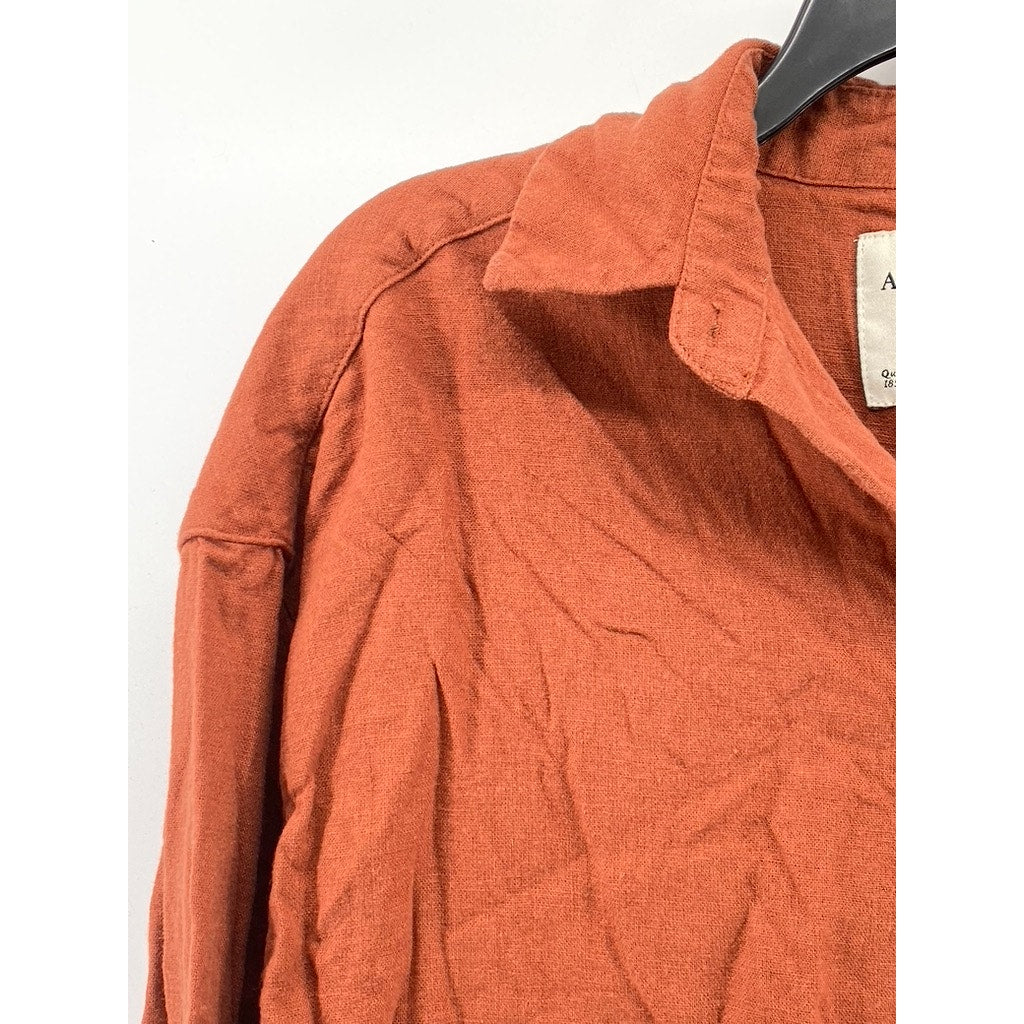 ABERCROMBIE & FITCH Women's Paprika Orange Linen-Blend Oversized Top SZ XS