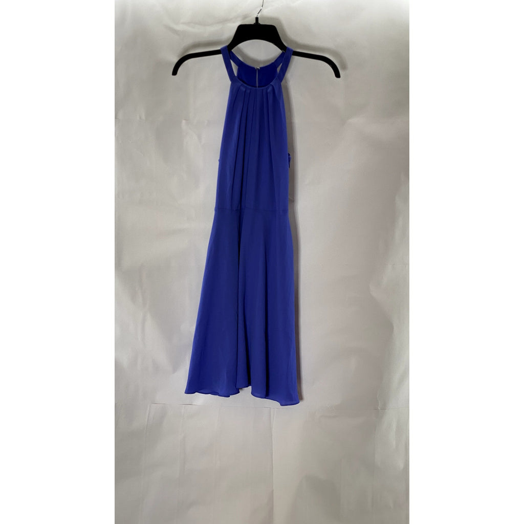 EXPRESS Women's Royal blue Pleated Halter Keyhole-Back Mini Dress SZ 6
