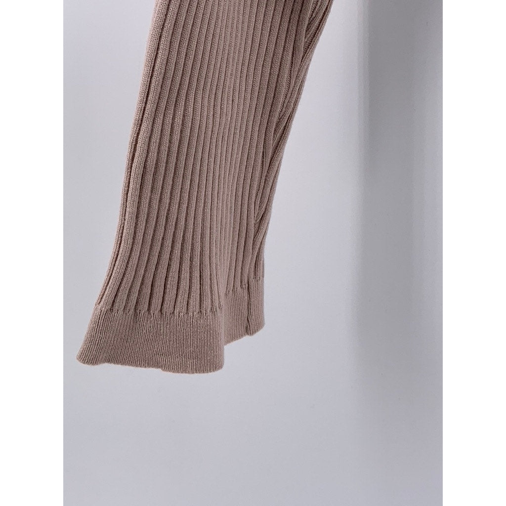 BOHME Women's Beige Ribbed Pullover Cutout Shrug Sweater SZ S