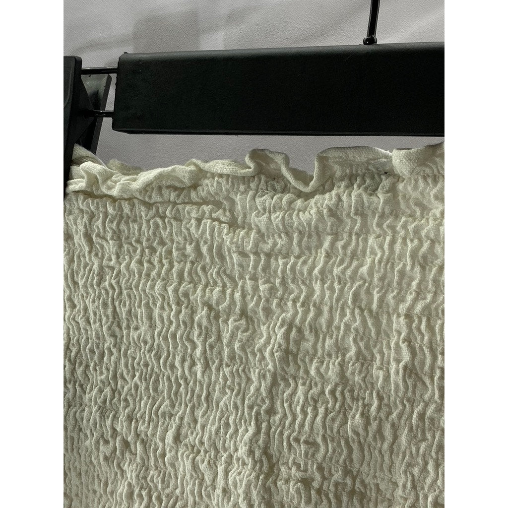 COTTON ON Women’s White Smocked Tie Knot strapless Tube Crop Top SZ M