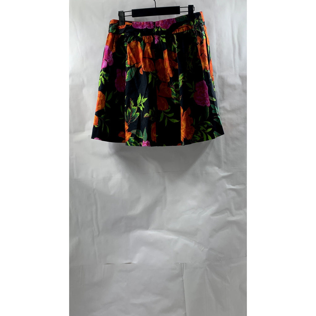 EXPRESS Women's Black Floral Print A-Line Mini Skirt SZ 6